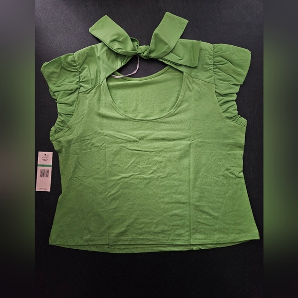 NWT - Nanette Lepore Cotton Blend  Poplin Bubble Sleeve Top w Bow Tie Back - XL - Picture 7 of 13